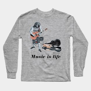 Zombie Art Electric Guitar Rock Musician Long Sleeve T-Shirt